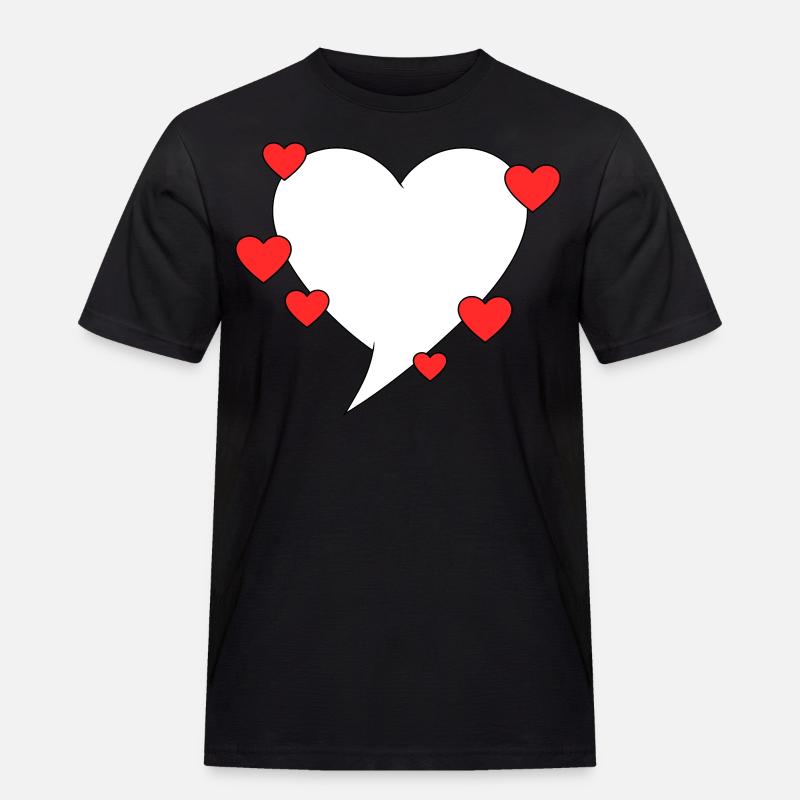 Sprechblase mit Herzen - Männer Workwear T-Shirt - Schwarz