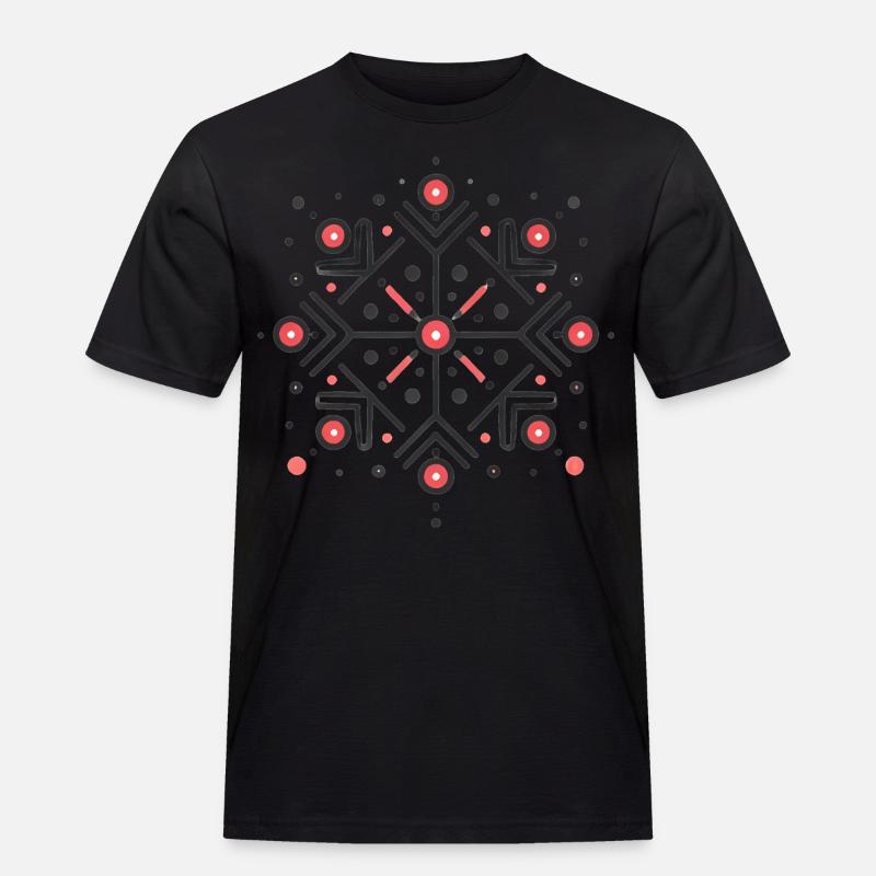 Elegantes rotes Schneeflocken-Abzeichen-Design - Männer Workwear T-Shirt - Schwarz