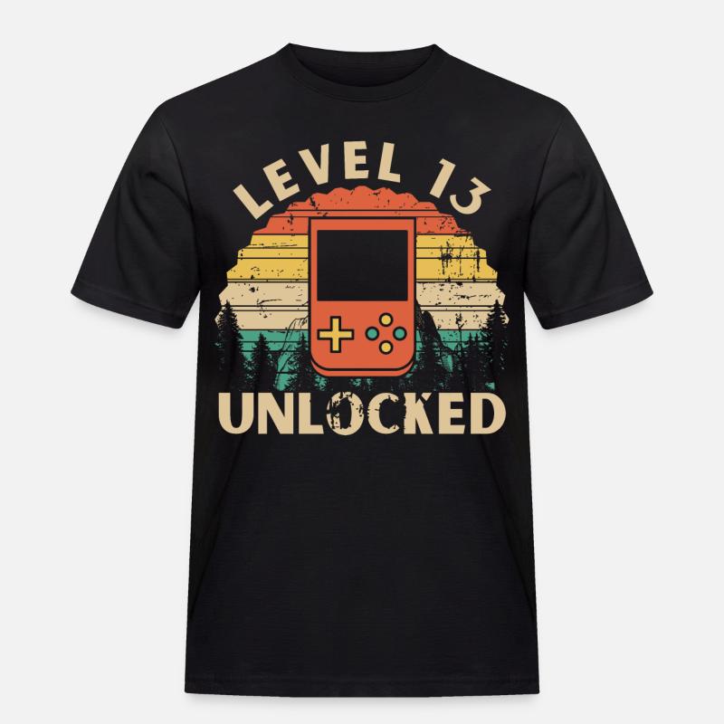 Level 13 freigeschaltet - Männer Workwear T-Shirt - Schwarz