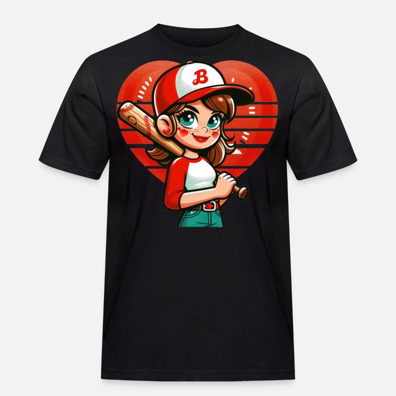 Fröhlicher Baseball-Mädchen-Champion - Männer Workwear T-Shirt - Schwarz