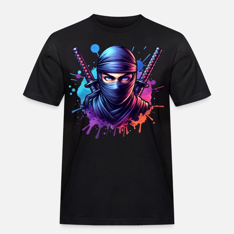 Ninja - Männer Workwear T-Shirt - Schwarz