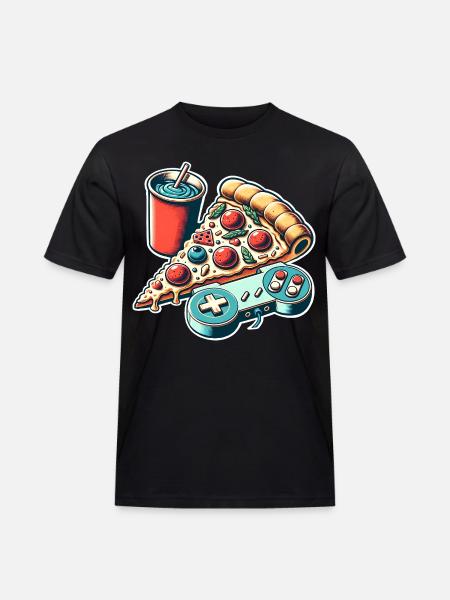 Pizza Gaming Gamer - Men's Workwear T-Shirt - black