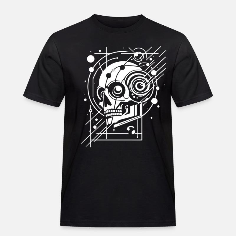 Cyber-Schädel Geometrie Neon - Männer Workwear T-Shirt - Schwarz