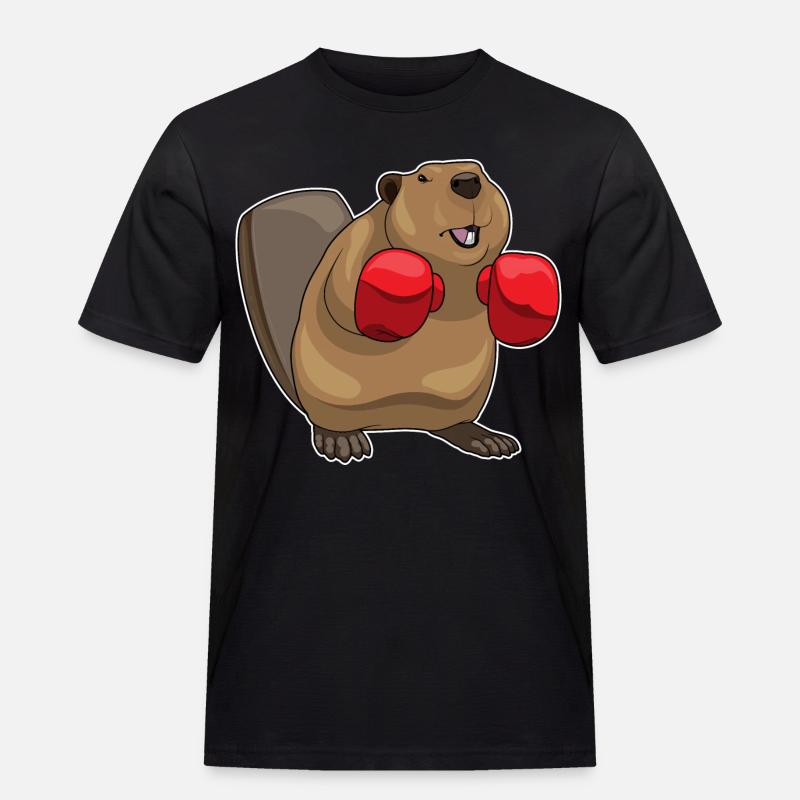 Biber Boxer Boxhandschuhe - Männer Workwear T-Shirt - Schwarz
