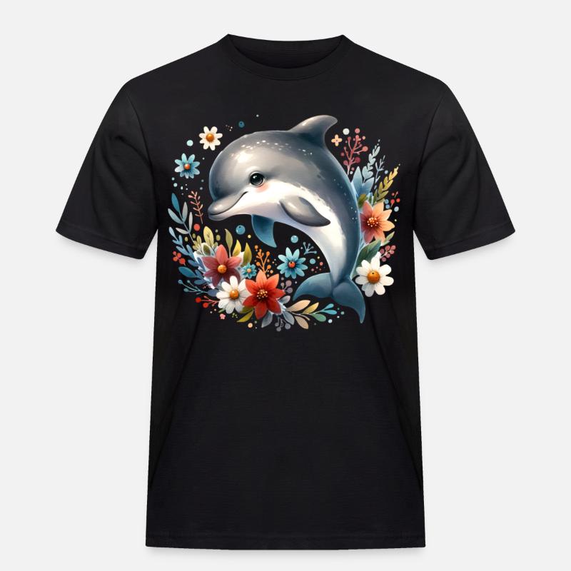 Delfin - Männer Workwear T-Shirt - Schwarz