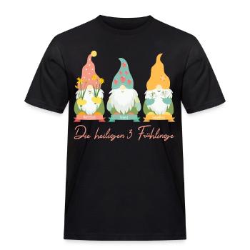 3 Frühlinge (Heilige-Gnome-Edition) - Männer Workwear T-Shirt - Schwarz - Vorne - AI Model Male 178 light (178cm)