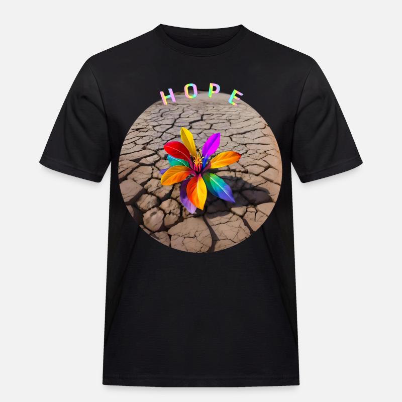 Regenbogenblume der Hoffnung - Männer Workwear T-Shirt - Schwarz