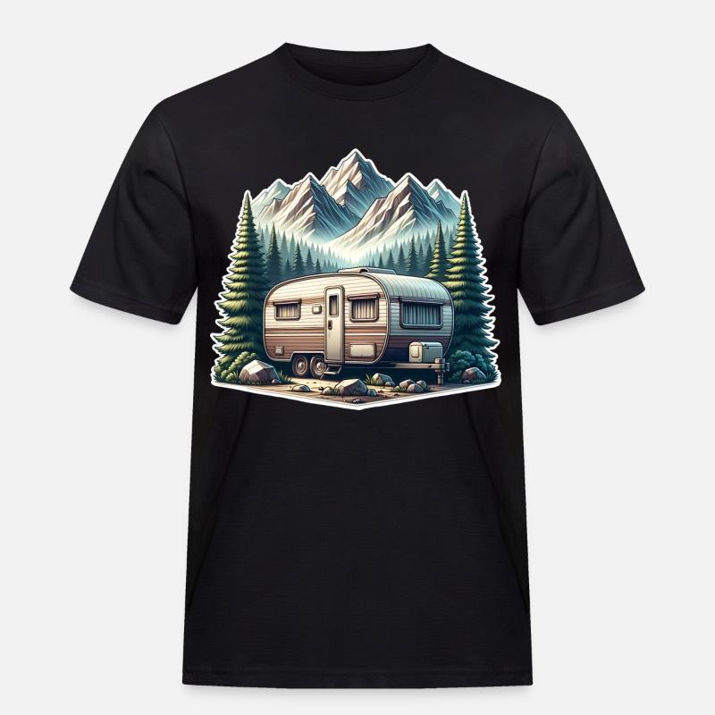 Camping Wohnwagen - Männer Workwear T-Shirt - Schwarz