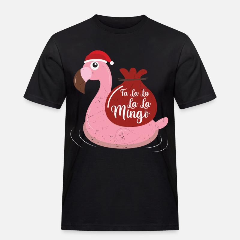 Flamingo Design Lustige Weihnachtspullover - Männer Workwear T-Shirt - Schwarz
