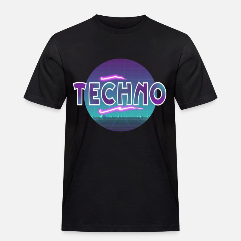 Techno - Männer Workwear T-Shirt - Schwarz