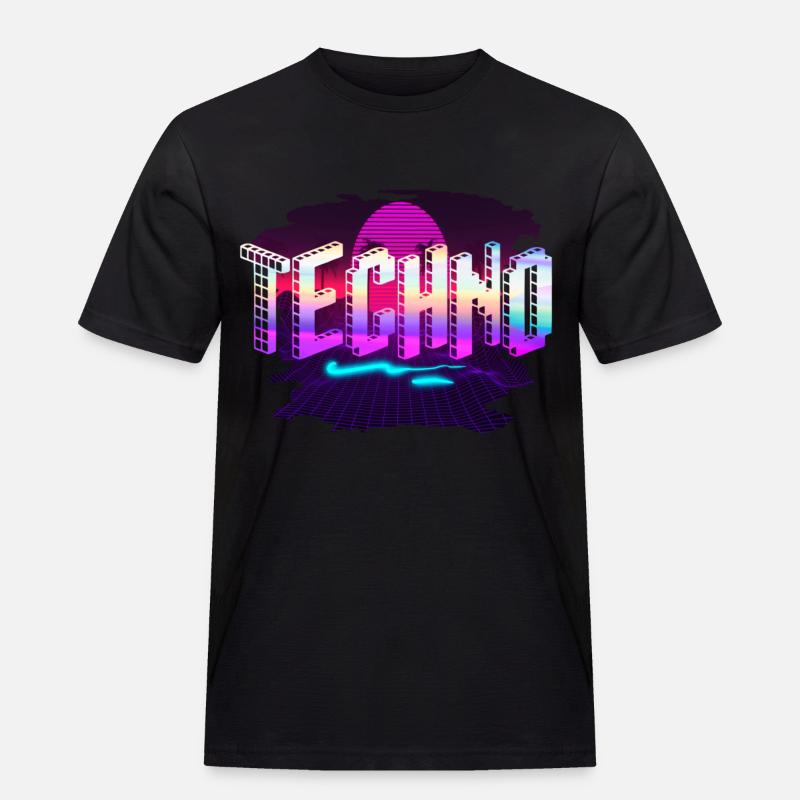 Techno - Männer Workwear T-Shirt - Schwarz