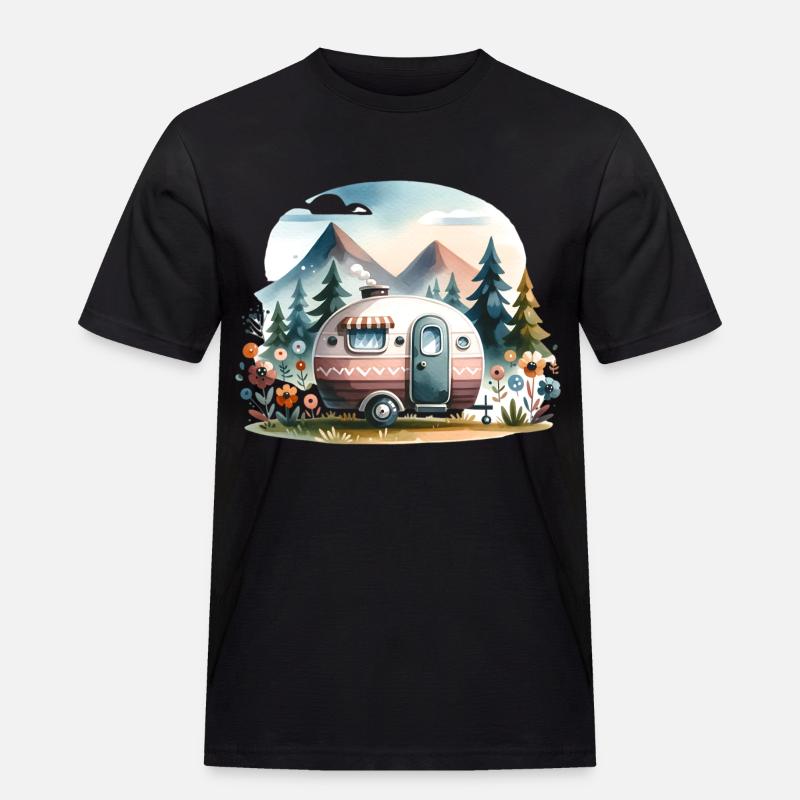 Camping Wohnwagen - Männer Workwear T-Shirt - Schwarz