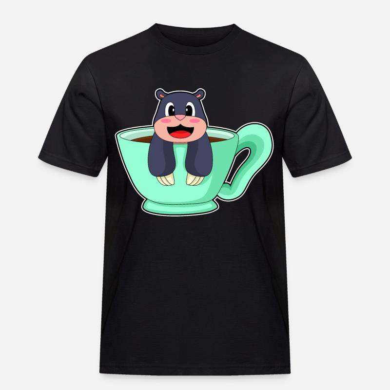 Maulwurf Kaffee - Männer Workwear T-Shirt - Schwarz