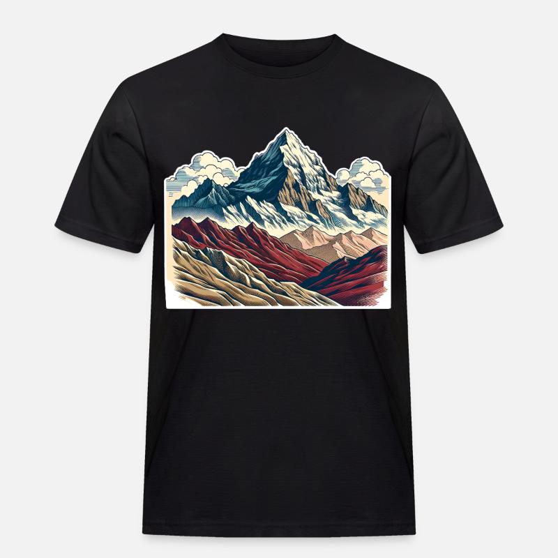 Berge - Männer Workwear T-Shirt - Schwarz