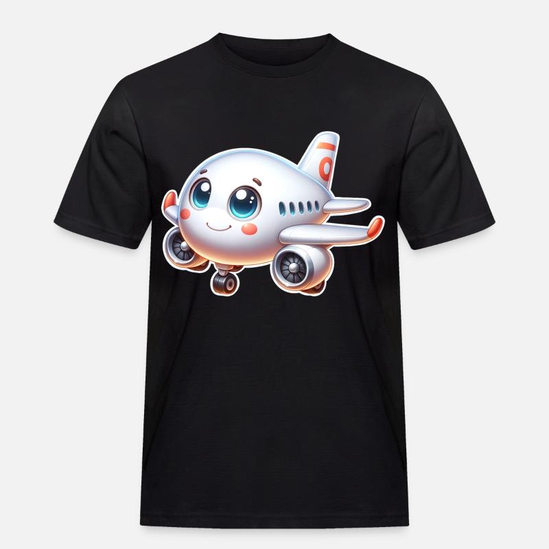 Flugzeug - Männer Workwear T-Shirt - Schwarz