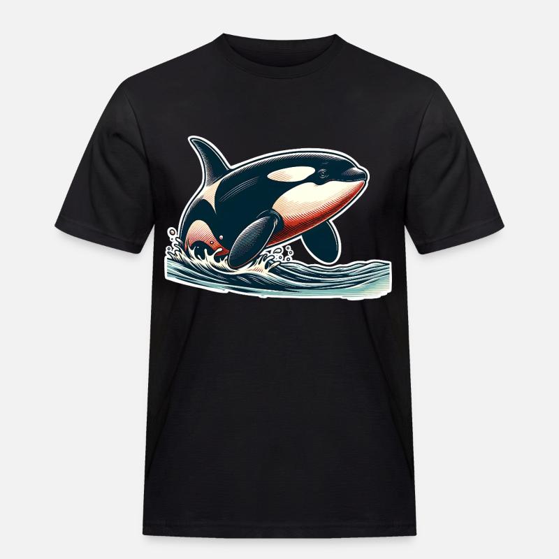Orca Schwertwal - Männer Workwear T-Shirt - Schwarz