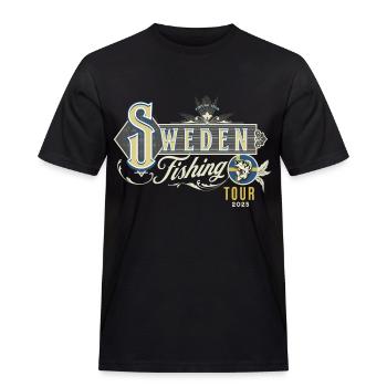 Schweden 2025 Angeln Angler Angeltour - Männer Workwear T-Shirt - Schwarz - Vorne - AI Model Male 178 light (178cm)