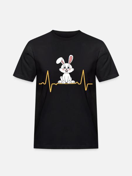 Rabbit Heartbeat Love Eared Bunny - Men's Workwear T-Shirt - black