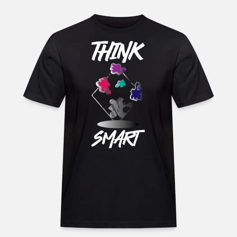 Think Smart Puzzle - Männer Workwear T-Shirt - Schwarz