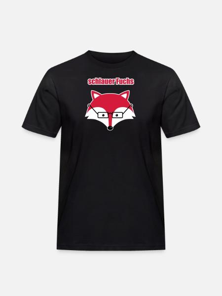 schlauer Fuchs - Männer Workwear T-Shirt - Schwarz