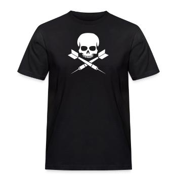 Darts Skull - Männer Workwear T-Shirt - Schwarz - Vorne - AI Model Male 178 light (178cm)