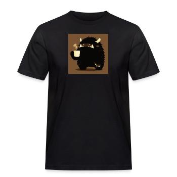 Café - Monstre aux cornes - T-shirt Workwear homme - noir - Devant - AI Model Male 178 light (178cm)