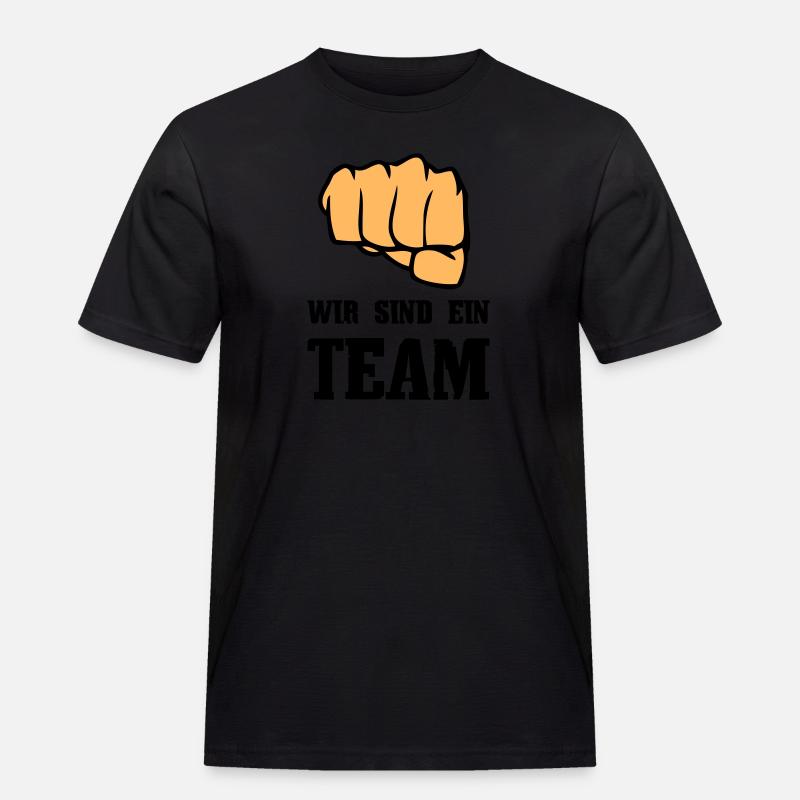 Wir sind ein Team - Männer Workwear T-Shirt - Schwarz