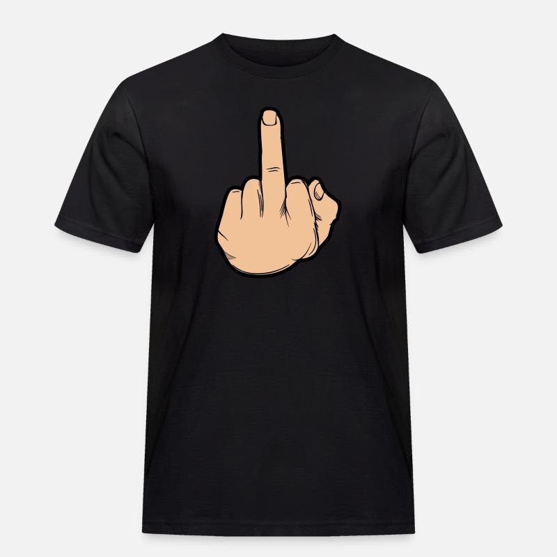 hand mittelfinger - Männer Workwear T-Shirt - Schwarz