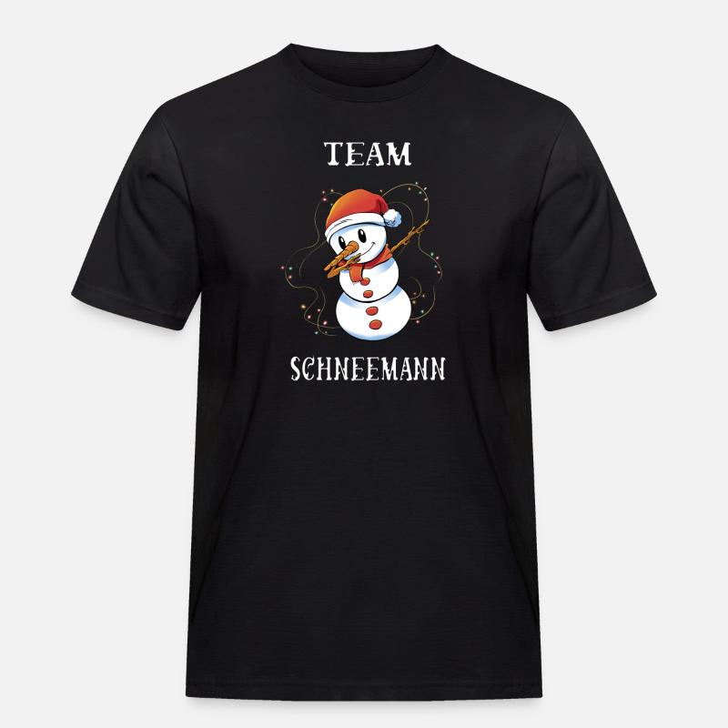 Team Schneemann - Männer Workwear T-Shirt - Schwarz