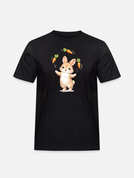 Cute bunny juggles carrots - Men's Workwear T-Shirt - black