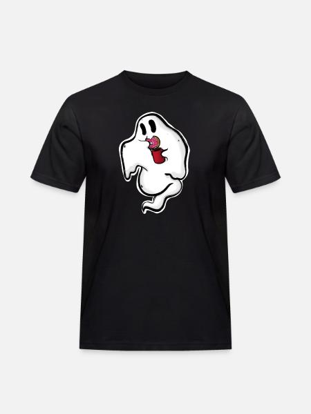 Ghost with donut and cup - Men's Workwear T-Shirt - black