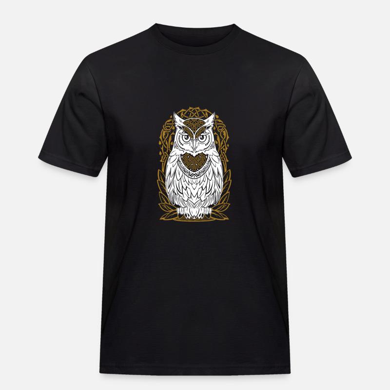 Weiße Eule - Männer Workwear T-Shirt - Schwarz