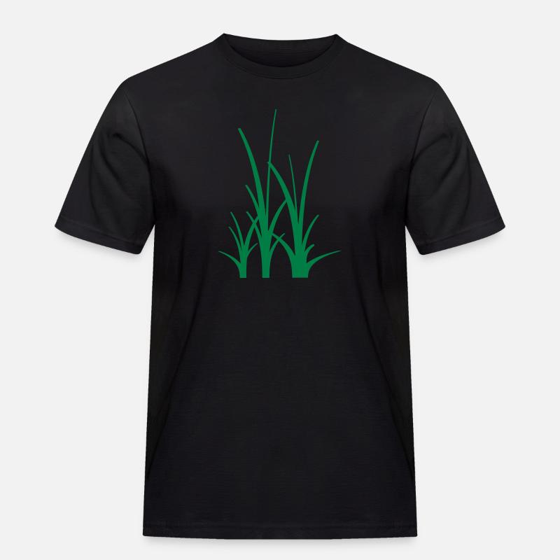 Binary Gras - Männer Workwear T-Shirt - Schwarz