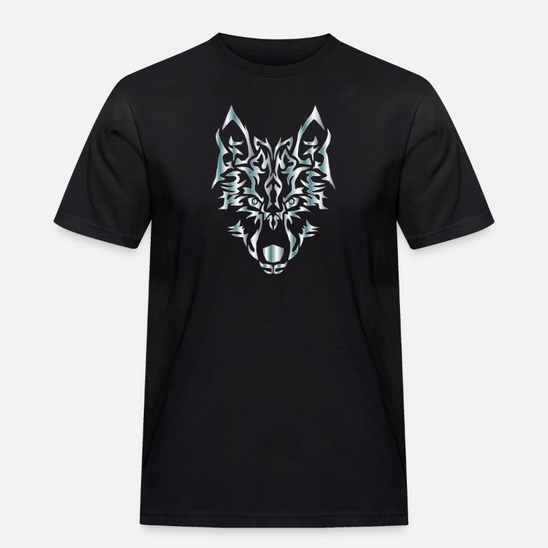 Wolf - Männer Workwear T-Shirt - Schwarz