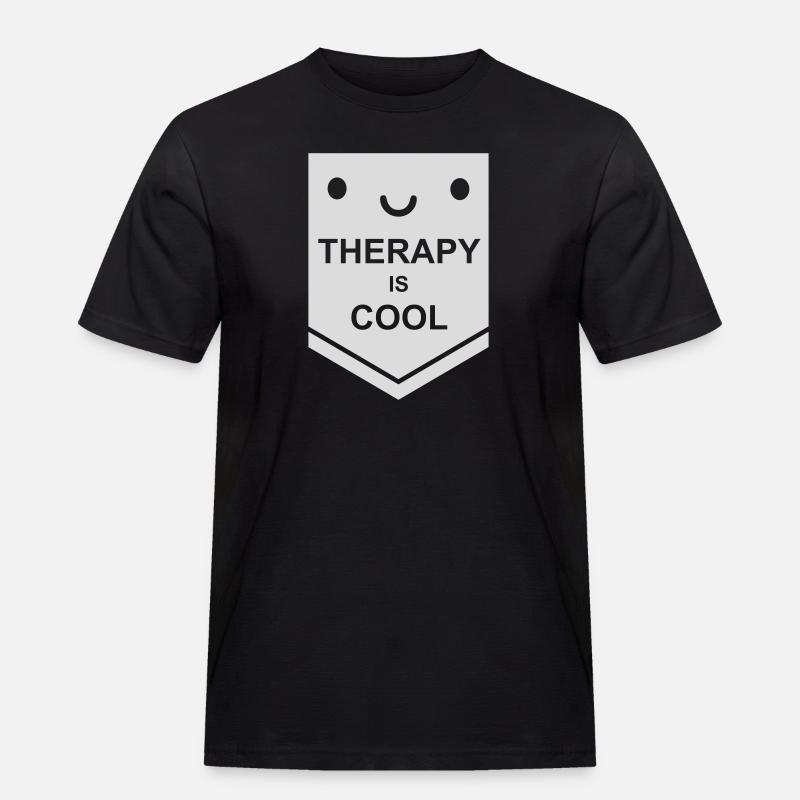 therapy is cool Zitat - Männer Workwear T-Shirt - Schwarz