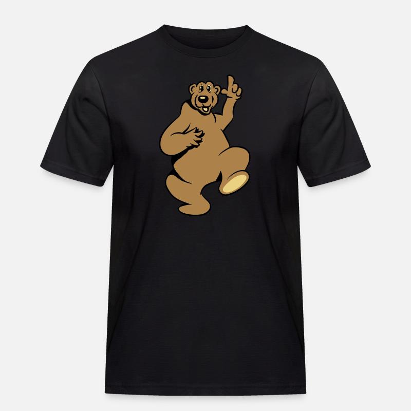 Bär happy witzig - Männer Workwear T-Shirt - Schwarz