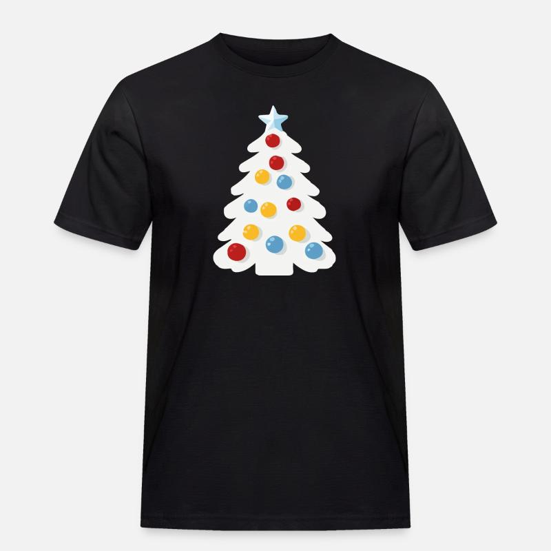 Verschneiter Weihnachtsbaum - Männer Workwear T-Shirt - Schwarz