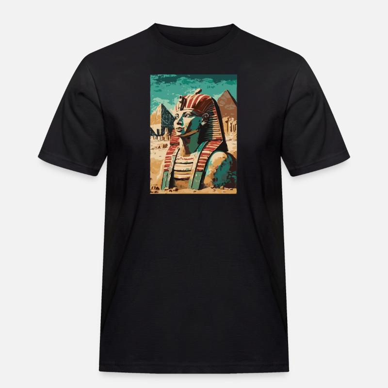 Pharao vor Pyramiden - Männer Workwear T-Shirt - Schwarz