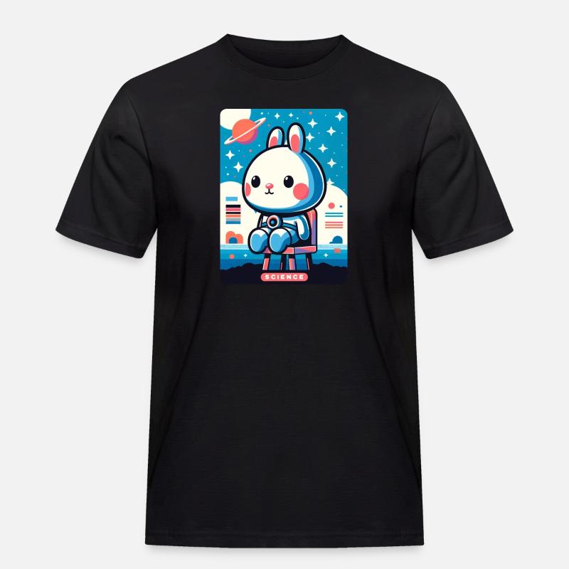 Space Explorer Bunny - Männer Workwear T-Shirt - Schwarz