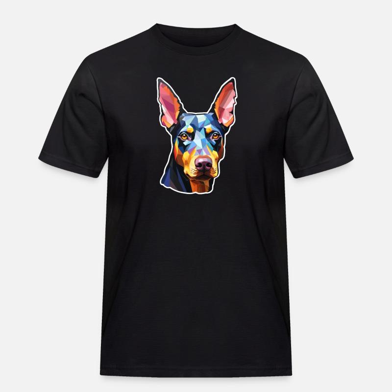 Dobermann Pinscher psychedelisch - Männer Workwear T-Shirt - Schwarz