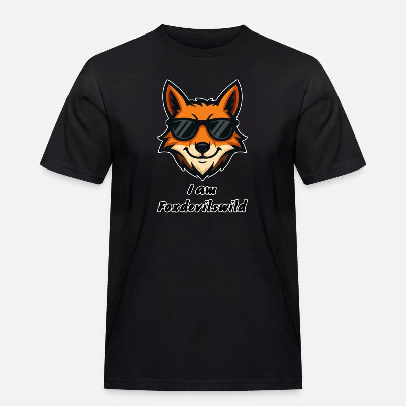 Foxdevilswild - I am Foxdevilswild - be cool - Männer Workwear T-Shirt - Schwarz