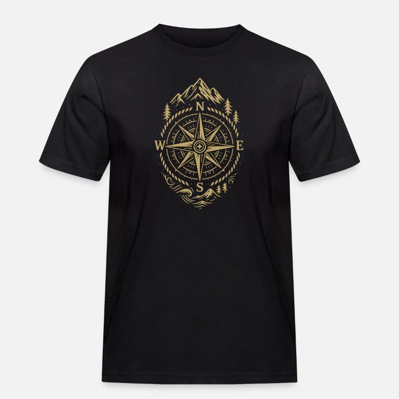 Kompass Retro Kompass Hipster Geschenk - Männer Workwear T-Shirt - Schwarz