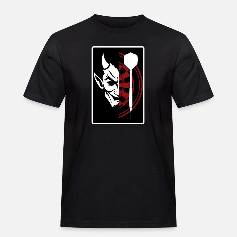 Darts, Bullseye, Dartboard and devil. - Männer Workwear T-Shirt - Schwarz