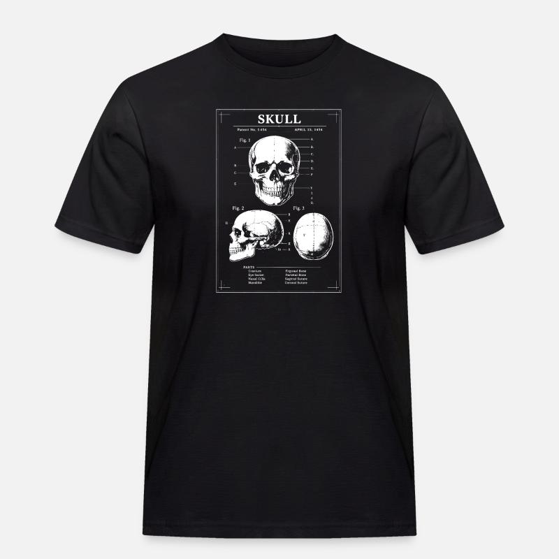 Röntgenschädel-Bauplan - Männer Workwear T-Shirt - Schwarz