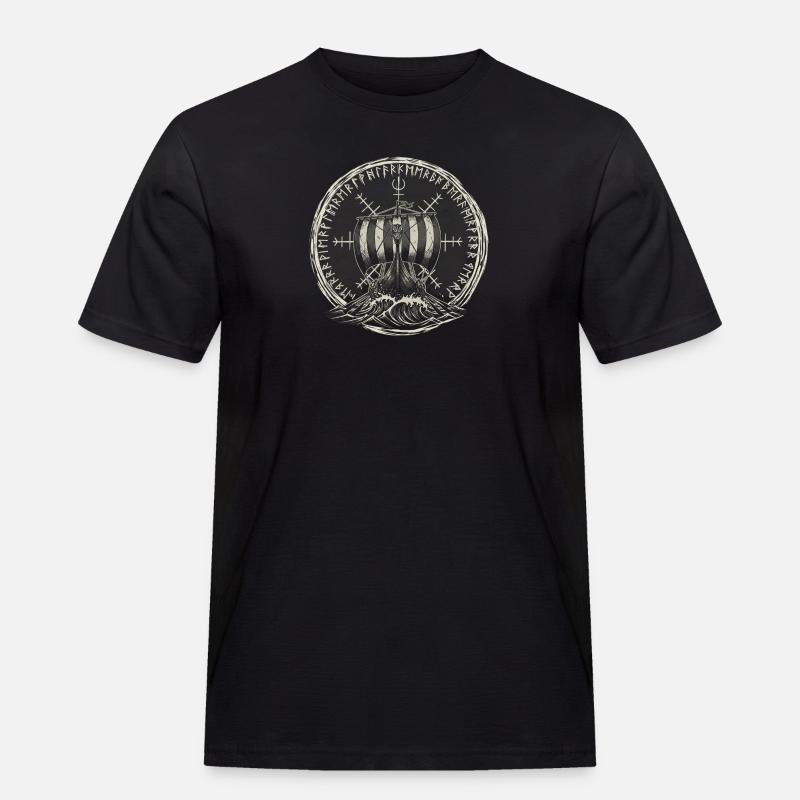Wikinger Langschiff - Drachenboot - Männer Workwear T-Shirt - Schwarz