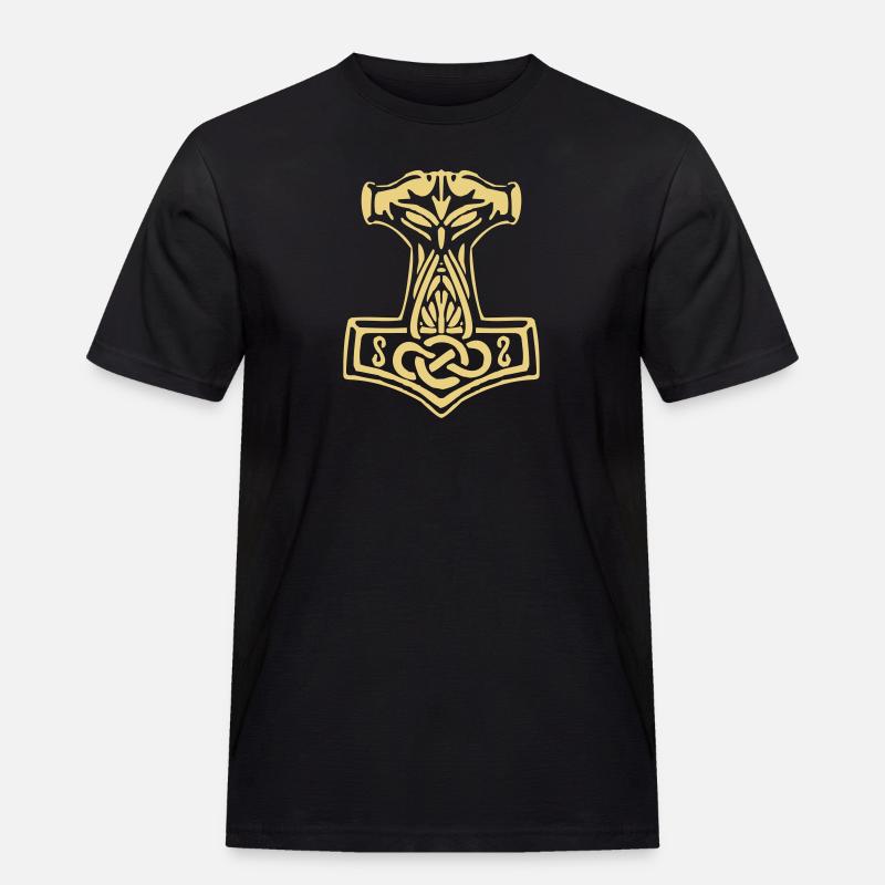 Mjoelnir 01 - Thorshammer - Männer Workwear T-Shirt - Schwarz