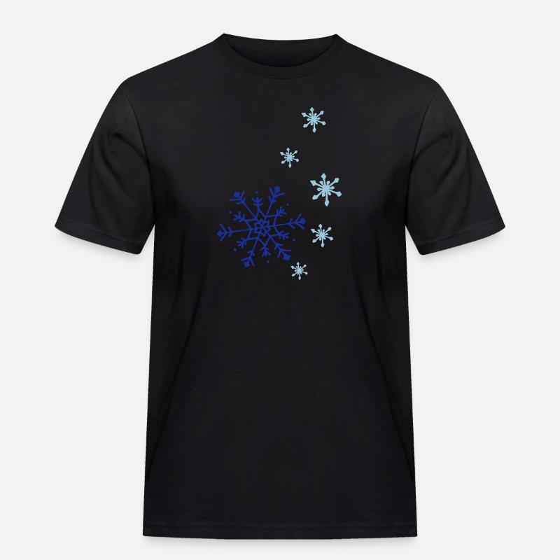 Snowflakes falling - Männer Workwear T-Shirt - Schwarz