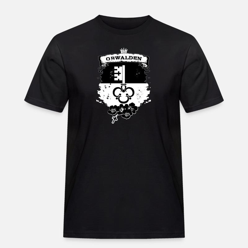 Obwalden - Männer Workwear T-Shirt - Schwarz