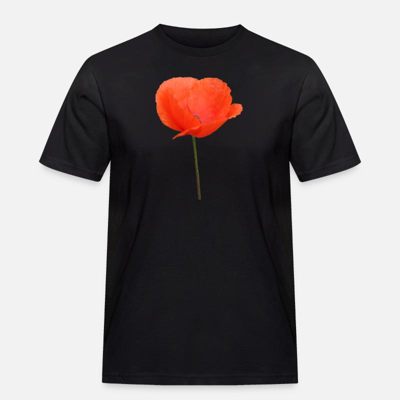 Mohnblume Mohn Klatschmohn - Männer Workwear T-Shirt - Schwarz