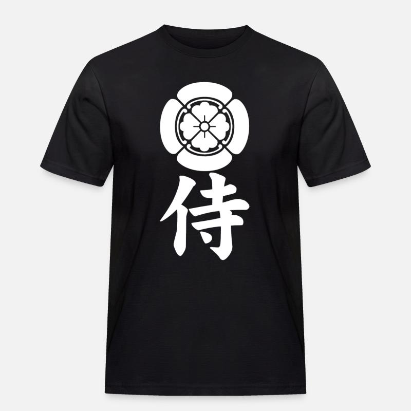 Samurai-Emblem des Oda-Clans (weiß) - Männer Workwear T-Shirt - Schwarz